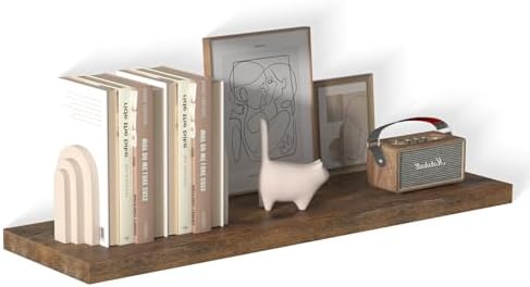 40 Inch Rustic Floating Shelf Large No Drilling