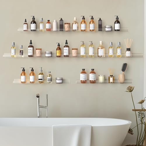 36 Inches Clear Acrylic Floating Shelves Wall Pack of 2