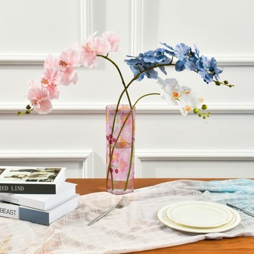 Berry Orange Pear Floral Texture Pink Plastic Cylinder Vase