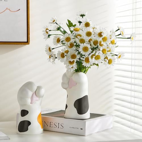 WAIT FLY Cat Paw Ceramic Flower Vase Black