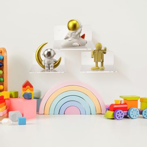 Wenqik 6-Pack Acrylic Floating Shelves for Wall Display