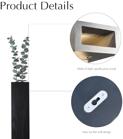 4 Black Wooden Wall Planters for Indoor Plants