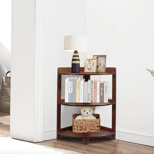3 Tier Bamboo Corner Bookshelf with Storage