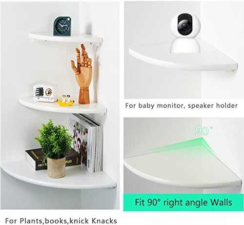 White Corner Shelf with Round End Set of 2