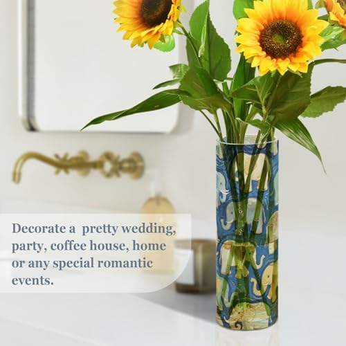 Blue Elephant Art Painting Plastic Vase 118 x 39 Inch