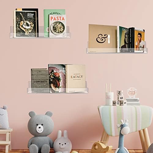 Blulu 4 Pack 14 Inch Acrylic Floating Bookshelf