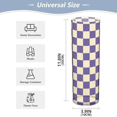 Purple and White Plaid Plastic Hurricane Candle Holder 118 x 39 Inch