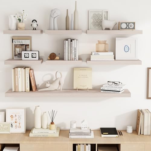24 Inch Floating Shelves with Rustic Wood Grain