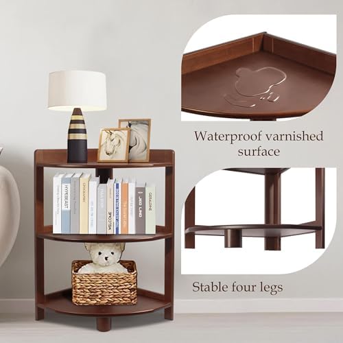 3 Tier Bamboo Corner Bookshelf with Storage