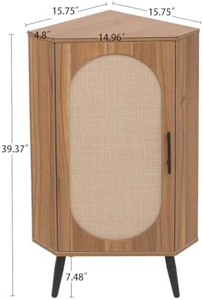 ZeHuoGe Corner Storage Cabinet with Rattan Door