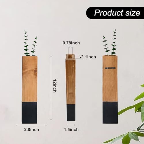 4 Pack Wood Wall Planters for Dried Flowers and Faux Greenery