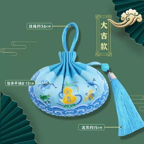 Wormwood Sachet Bag Tied Blessing Pendant Tassel Hanfu Palace Woven Embroidery Blue