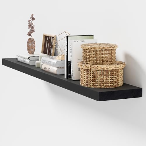 Marsmiles Black Floating Shelves 8 Inch Deep Set of 1