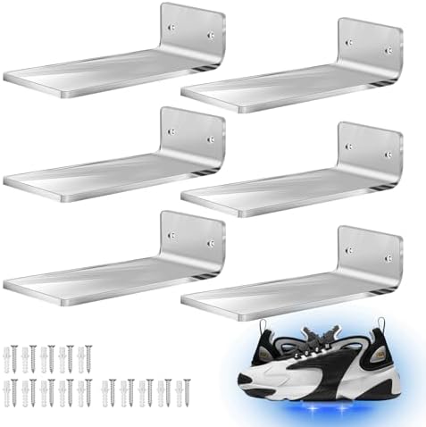 6Pcs Floating Shoe Display Shelf with LED Lights