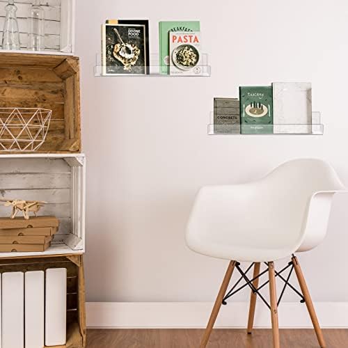 Blulu 4 Pack 14 Inch Acrylic Floating Bookshelf
