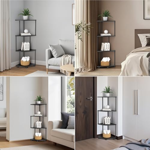 Haomsj 4 Tier Metal Corner Shelf Stand 41 Black