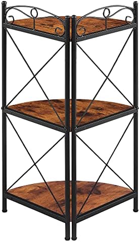 VECELO Corner Table with Storage Shelves
