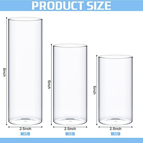 Sawysine 18 Pcs Clear Glass Cylinder Vases for Centerpieces