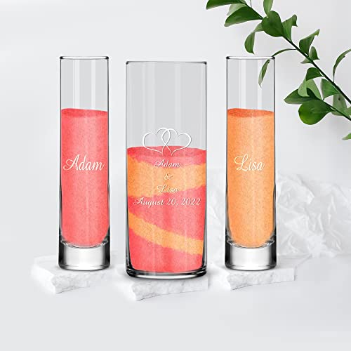 Personalized Unity Sand Ceremony Set With Double Heart Vase