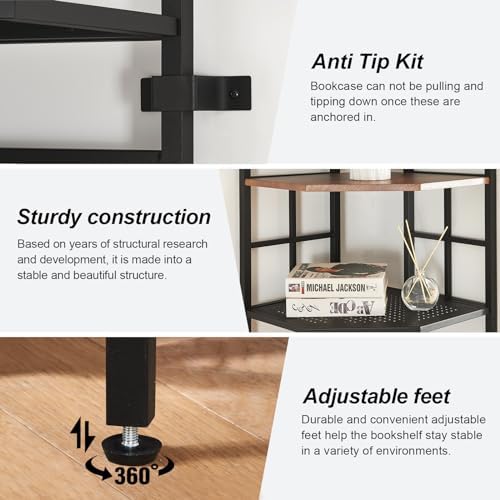 HOMISSUE 7 Tier Tall Narrow Corner Bookshelf 826 Brown
