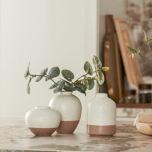 Ceramic Vase Set of 3 Rustic Farmhouse Decor