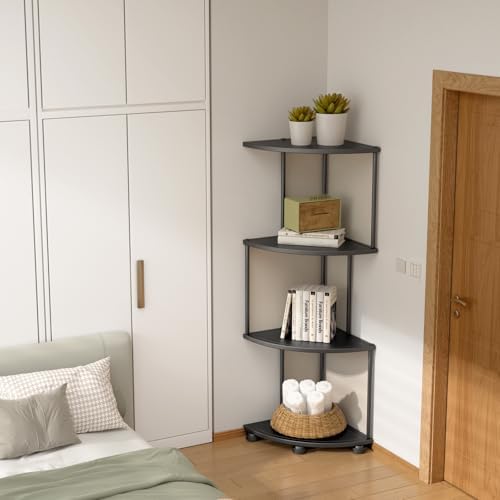 Haomsj 4 Tier Metal Corner Shelf Stand 41 Black