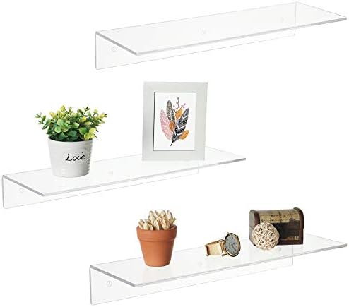 MyGift 17-Inch Clear Acrylic Floating Shelves Set of 3