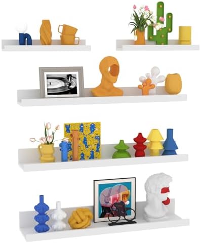 Lyeasw White Floating Shelves 24 Inch Set of 5