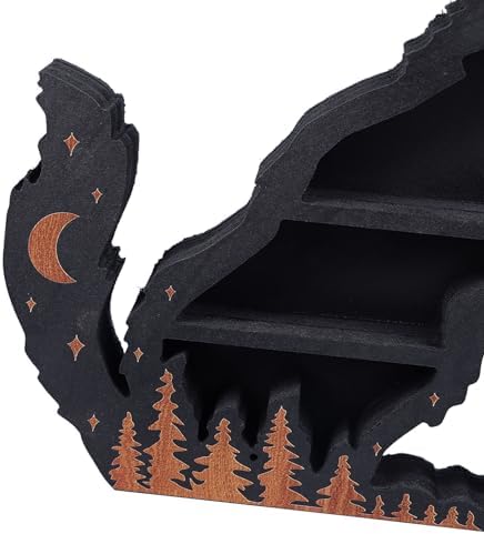 Pssopp Wolf Wooden Crystal Display Shelf