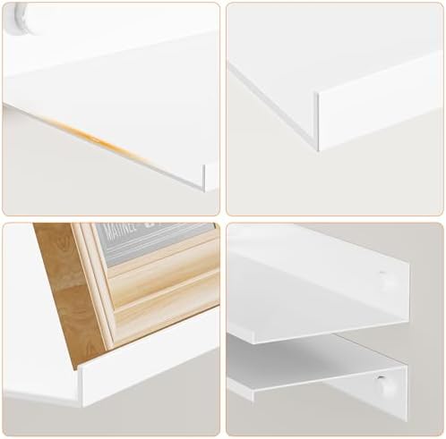 White Floating Wall Shelves Set of 2 157 Inch Metal