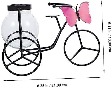 Modern Decorative Pedicab Glass Vase Wrought Iron Holder