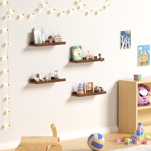 Wood Floating Shelves Set of 4 - 16 Inch Rustic Design