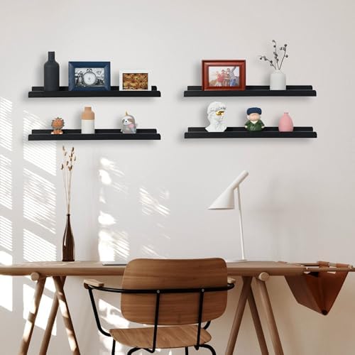 Modern Floating Shelf Set of 4 24 Inch Wall Mount Picture Ledge Display