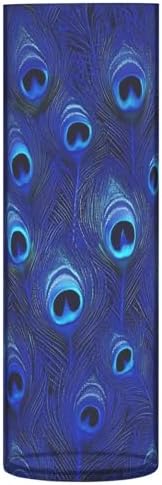 Blue Peacock Feathers Plastic Cylinder Vase Decor