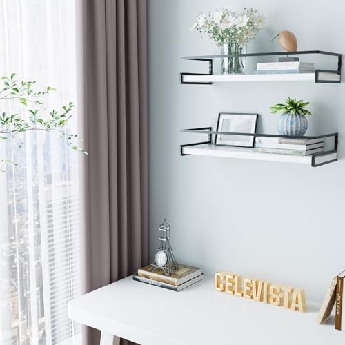 CeleVista Floating Shelves 4 Pack Bathroom Shelf with Towel Bar