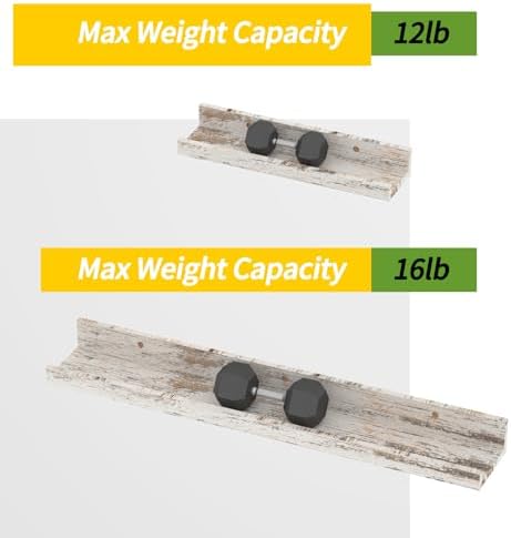 Lyeasw Set of 5 Rustic White Floating Shelves 24 Inch Long