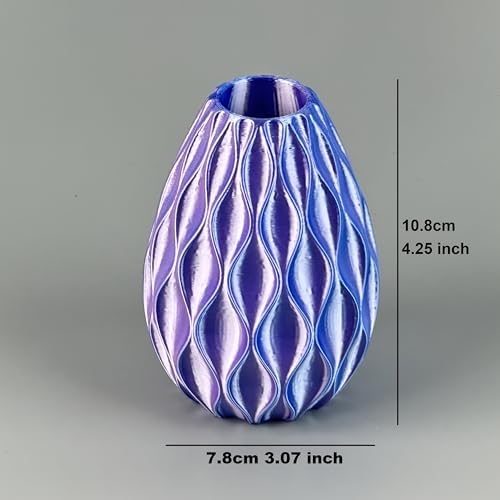 HEYUROP 1pc 3D Printed Mini Wavy Vase Blue Pink