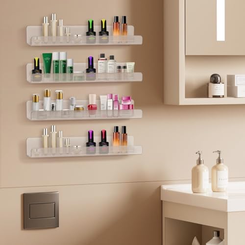 6 Pack Clear Acrylic Floating Shelves 12 Inch Wall Mounted Storage