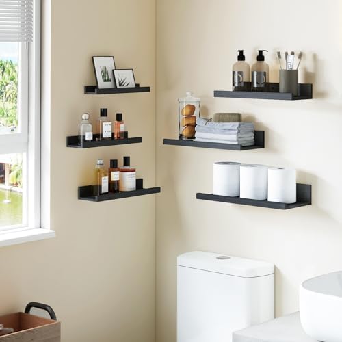 Fixwal Floating Shelves 6 Pack Black Modern Design