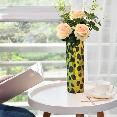 Chic Rainbow Leopard Print Plastic Cylinder Vase 118 x 39 Inch