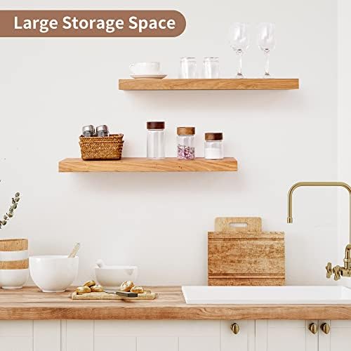 Axeman 24 Inch Rustic Floating Wall Shelves 2PCs Natural