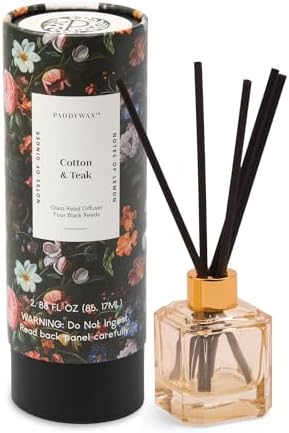 Paddywax Botanica Scented Oil Diffuser with Reeds in Reusable Glass Bottle