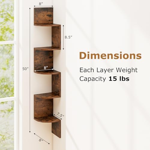 Tangkula 5-Tier Corner Shelf Wall Mount