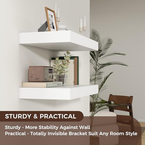 Venusmiles Floating Wall Shelves White 36x12 Inch
