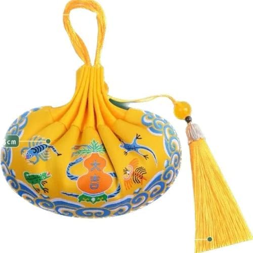 Wormwood Sachet Bag with Tassel and Embroidery Yellow