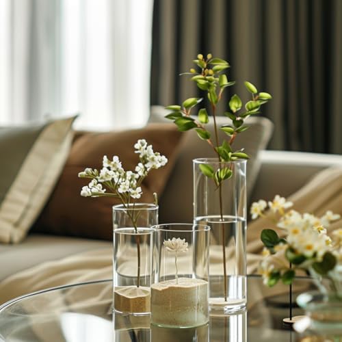 12 pcs Clear Cylinder Vases for Centerpieces