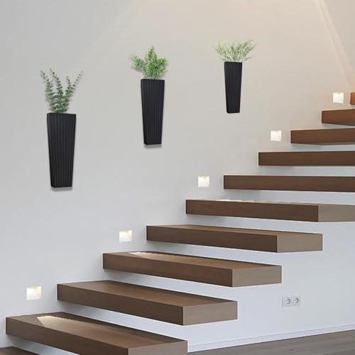 2Pack Black Wood Wall Planter for Dried Flowers and Plants