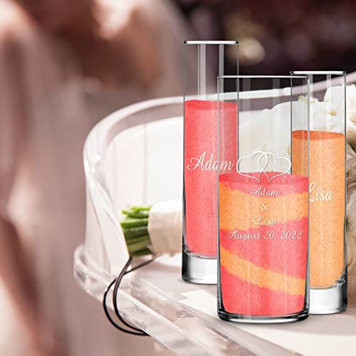 Personalized Unity Sand Ceremony Set With Double Heart Vase