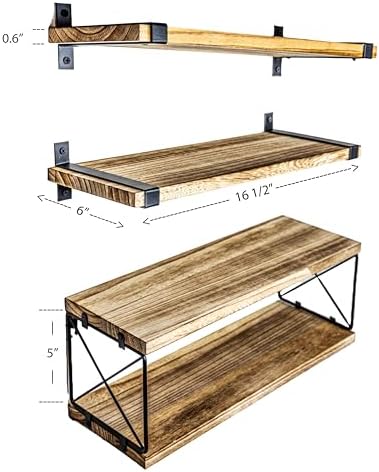 2 Moons Floating Shelves - Light Brown 4 Piece Set