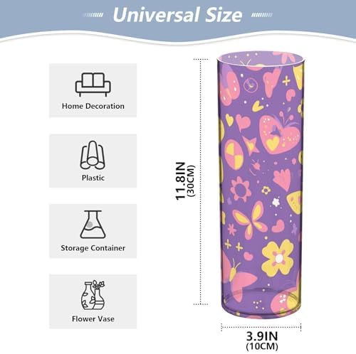 Butterfly Purple Golden Cartoon Plastic Vase 118 x 39 Inch